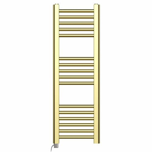 Myhomeware 400mm Wide Shiny Gold Electric Bathroom Towel Rail Radiator With Manual Electric Element UK Pre-Filled (400 x 900 mm (h))