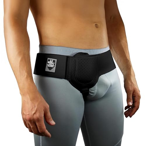 Everyday Medical Ceinture pour hernie pour homme – Support pour hernie inguinale pour homme, sangle de taille réglable, soutien de l'aine, ferme herniaire post-chirurgicale – Noir, L/XLarge