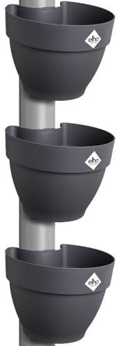 elho Vibia Campana Fallrohrpflanzgefäss 40 - Blumentopf für Regenrohr - vertikaler Garten - 100% recyceltem Plastik - 3er Set - Ø 21.6 x H 16.3 cm - Schwarz/Anthrazit