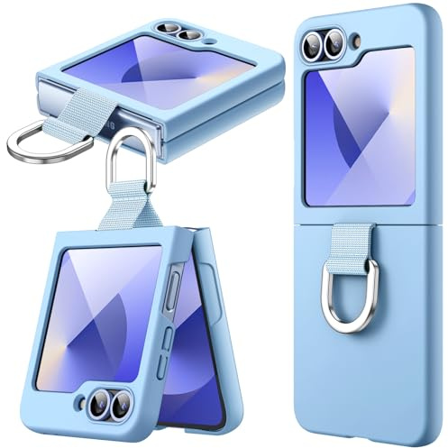 JETech Funda Solo para Galaxy Z Flip7FE 2025 / Z Flip 6 2024 con Anillo, Carcasa Protectora Anti-Arañazos Antigolpes Slim PC Dura (Azul)