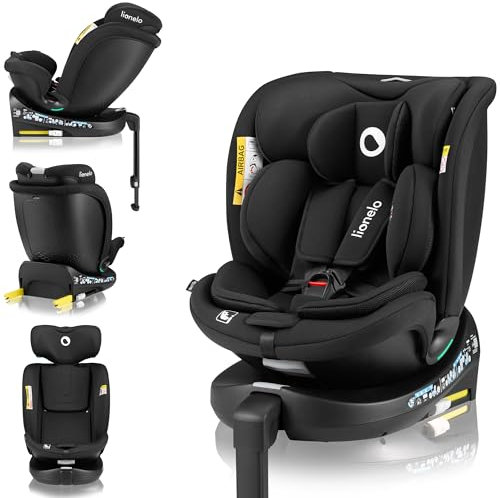 LIONELO NAVY i-Size Drehbarer 360 Kindersitz, 40-150 cm, Gruppe 0+1 2 3, vorwärts- und rückwärtsgerichtete Montage, ISOFIX und Stützfuß, Verstellbare Kopfstütze und Rückenlehne, Dri-Seat Einsatz