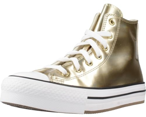 Converse Chuck Taylor All Star Eva Lift Platform Metallic (Big Kid) Plate-Forme, Doré Clair/Blanc métallisé, 35 EU