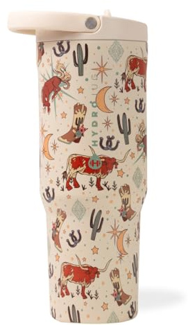 HydroJug Sport - Stainless Steel Tumbler with Straw, Vacuum Insulated, 32oz Leakproof Water Bottle, Ergonomic Design, Reusable, Dishwasher Safe, Rubber Base, Durable for Gym or Outdoors, Rodeo