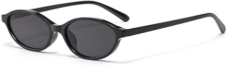 Long Keeper Gafas De Sol Ovaladas Vintage PequeñAs De Los AñOs 90 Gafas De Sol Mujer Retro Ovaladas Gafas Ojo De Gato (Negro Negro)