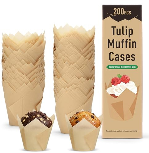 Alyvisun 200 Pirottini per Muffin Carta Antigrasso, Pirottini Muffin e Cupcake, Forme Muffin in Carta Non Adesiva per Casa Feste e Pasticcerie