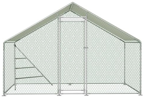 Pollaio con recinto, 3 x 2 m, resistente alle intemperie, con tetto, scalata e grande beccuccio per allevamento di polli e piccoli animali