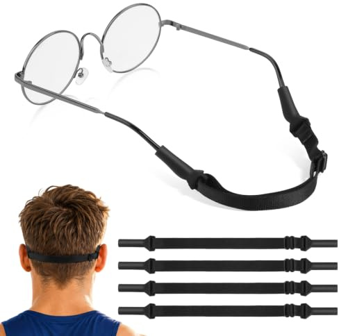 GEEHUA 4 stycken glasögonband sport, justerbara glasögon hållare NoTail halkfria glasögonremmar halkfria glasögonremmar glasögonband för glasögon och solglasögon