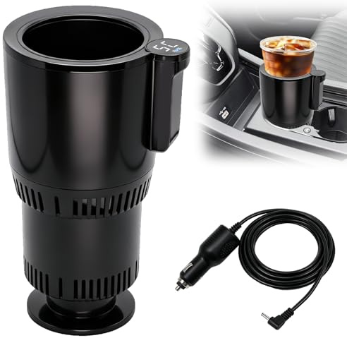 OBEST Calentador de Vasos 2 en 1 para Coche,12V Portavasos con Pantalla LCD