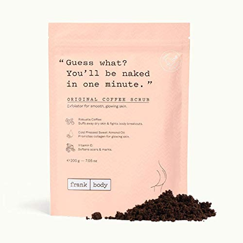 Frank Body Café Original 100 g – Exfoliant végétalien sans microbilles pour peau lisse et éclatante – Corps de douche femme huile d'amande