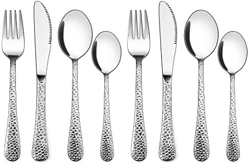 Kinderbesteck, Joyfair 8-teilig Kinderbesteck Set mit Hammergriff, Edelstahl Kinder Besteck Set für Jungen/Mädchen, Kleinkinder Kleines Löffel/Messer/Gabel Set, ab 3 Jahre, Spülmaschinenfest