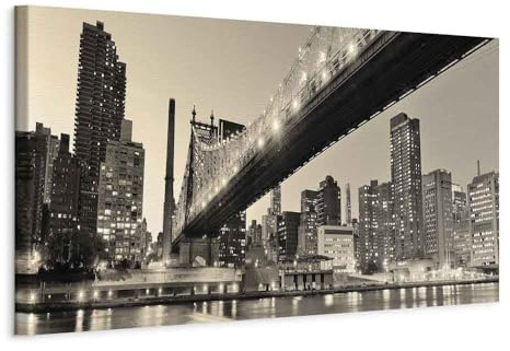 artgeist Acoustic Canvas Wall Art Print City New York 47x16 in - 1pcs Picture with Acoustic Foam Sound Print Artwork Room Acoustics Soundproofing Bridge Skyline Skyscrapers Panorama 9020123