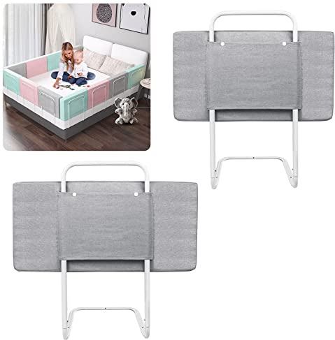 Aufun Protector de Cuna, Altura Ajustable con 5 Agujeros, protección contra caídas, Puerta de Seguridad para niños con Cremallera extraíble y Lavable para Cama y Cuna Familiar (120cm, Gris)
