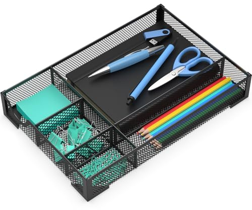 ITAYVAN Desk Drawer Organizer, Office Desk Organizer Tray with 5 Dividers, Pen Pencil Drawer Organizer for Office Supplies, Desktop, Bathroom, Kitchen, Makeup, Vanity