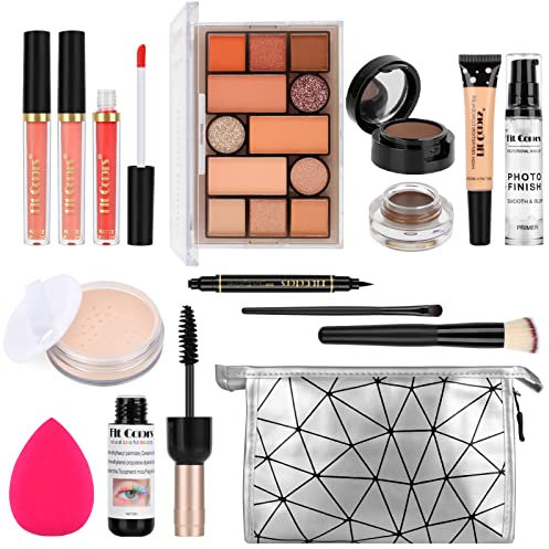 Professional All in One Makeup Set, Fenshine Cosmetic Make Up Starter Kit With Storage Bag Portable Travel Make Up Palette Eyeshadow Foundation Lip Gloss for Teenage & Adults (13pcs)
