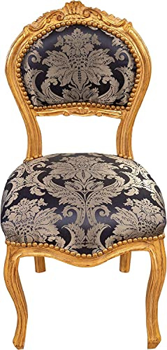 Biscottini Sillas Louis XVI 90x44x42 cm | Silla estilo francés dorado envejecido | Sillón dormitorio | Sillas estilo barroco