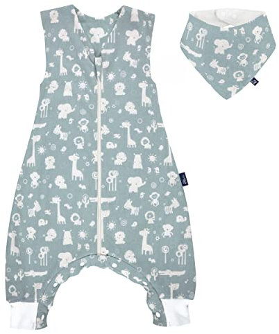 Alvi Sommer-Schlafsack mit Füßen/Sleep-Overall Light/Jumper + GRATIS Halstuch - Zootiere - Gr. 70 cm