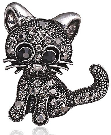 Wendalern Broche De Gato Para Mujeres - Lindo Cristal Gatito Pin Clásico Animal - Corsage Brillante Rhinestone Solapa Pin - Ropa Accesorios Joyería Para Amantes Del Gato