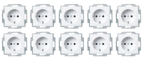 10 Stück Busch-Jaeger 20 EUCB-914 SCHUKO® Steckdosen-Einsatz mit erh. Berührungsschutz (Thermoplast) Alpinweiß Busch-balance® SI 2CKA002013A5379