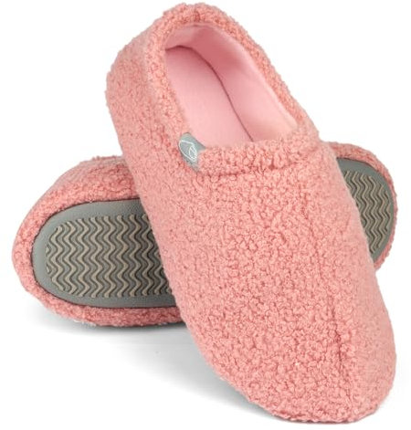 OFFCUP Zapatillas de Algodon, Zapatilla Casa para Mujer, Zapatilla de Casa de Rizo para Mujer, Ligero, Cómodo y Cálido para Interior y Exterior - Rosa (40-41)