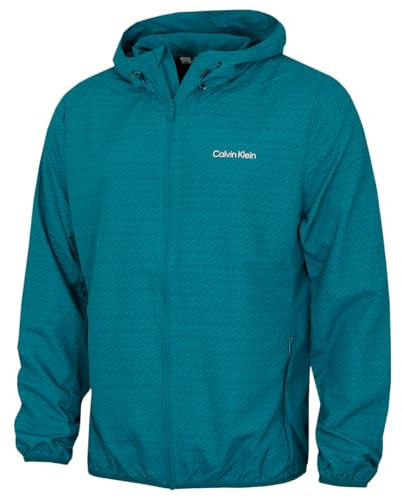 Calvin Klein Giacca a vento da golf stampata da uomo - Mare Verde - M