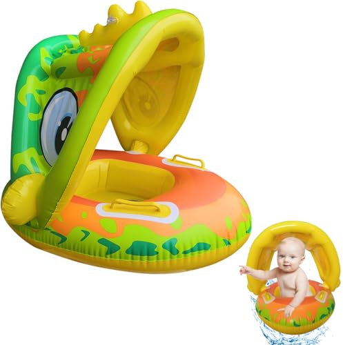 Anneau de Natation Bébé, Bouée Bébé avec Parasol Amovible, Flotteur de Piscine Gonflable, Bouee Bebe, Bouée de Natation pour Bébé, Bouée Enfant, Flotteur de Piscine Gonflable pour Bébé (Dinosaures)