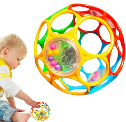 Gupcaqosjw 2 Stück Baby Rasselball Obal-l Rattle Spielzeug 10CM Kinder Greifen Kugel Rasseln Aktivitätsball Kindspielzeug Sinnesbälle Rassel Greifling Ball Rassel Spielzeug Für Unterwegs