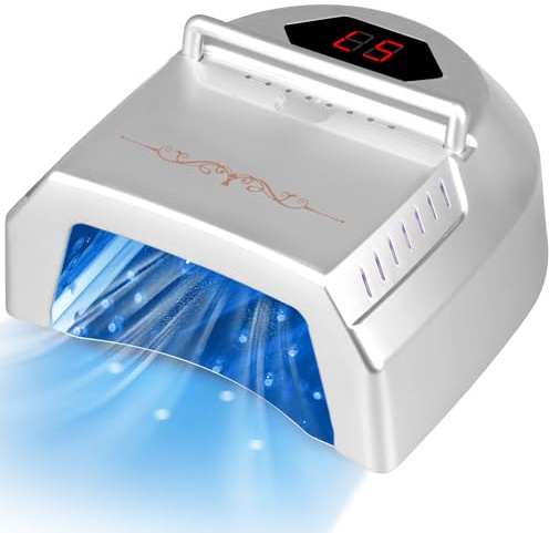 HoMove UV LED Nail Lamp Professional, 72W Cordless Nails Lamp with Fan, LED Nail Light for Gel Nails, Nail Dryer with 45 Beads, Perfect for Salon Manicure, Pedicure(Silver)