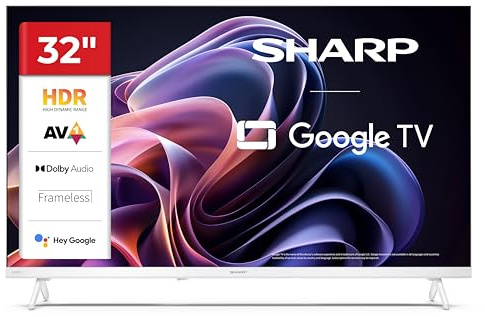 Sharp 32HF2365EW - GOOGLE TV, 32 HD,FRAMELESS,60Hz, Sonido 2x3W,HDMIx3,USBx2,USB, Colore bianco