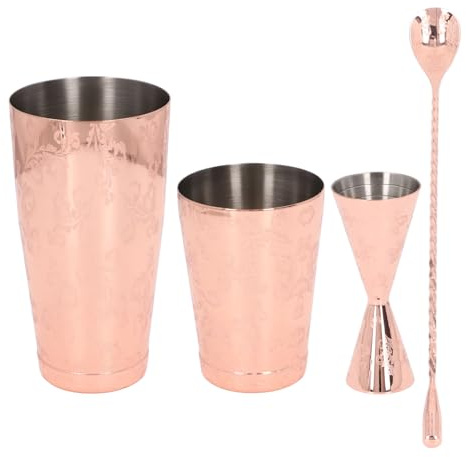 Riuulity Rostfritt Stål Cocktail Shaker Set, Vintage Tryckdesign, Medelstora Kapacitet för Cocktails med Boston Shaker Glass, Mångsidig och Hållbar, Lätt Att Underhålla (Typ 4)