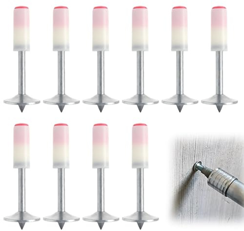400 pièces de clous pour pistolets à clous, assortiment de clous en acier trempé de 7,3 mm, clous ronds en acier manuels, clous en acier pour béton pour dispositif de fixation par boulon, clous à