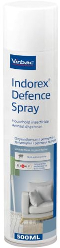 Virbac Indorex Defence Flea Spray for the Home | Long-Lasting 12-Month Protection Against Fleas and Dust Mites | 3 x 500ml Can