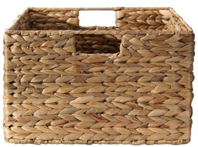 CALICOSY - Panier Jacinthe D'Eau - Armature Métal - Fibres Naturelles - Avec Poignées - Panier De Rangement Pour Salon, Dressing, Chambre - Made In France - Grand Modèle - L 45 x P 33 x H 20 cm