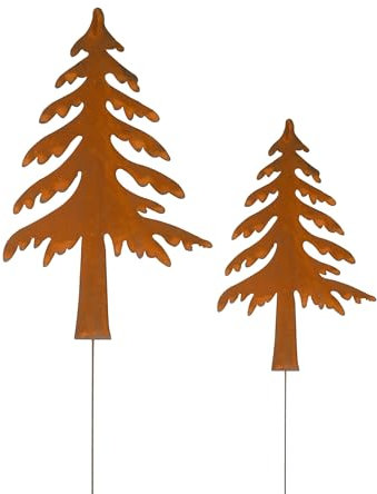 UNUS Set di 2 spine in metallo da giardino, effetto ruggine, resistente alle intemperie, per giardino, terrazza, balcone o casa