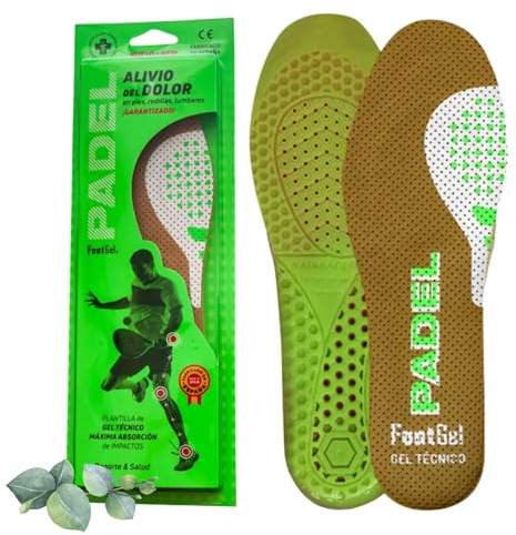 Footgel - Semelle Padel | Semelles Gel Sport Homme/Femme Respirantes et Confortables | Stabilisent, Aident à Prévenir les Blessures et les Douleurs aux Pieds, Genoux et Lombaires | Tailles 39-42