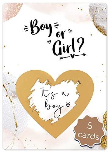 Joli Coon 5 Gender Reveal Scratch Cards, It's a Boy | 350gsm designer paper, tactile UV finish, scratch panel, premium stationery for a memorable reveal