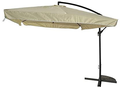 LIFE IS Ombrellone da Giardino a Palo Laterale Misura 2,5 x 2,5 m. Palo in acciaio. Apertura a manovella. Stecche in acciaio. Tessuto poliestere con Flap. Camino Antivento. Base a Croce.