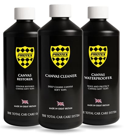PROTEX Convertible Soft Top Care Kit with Canvas Cleaner/Restorer (Black)/Waterproofer - 500ml