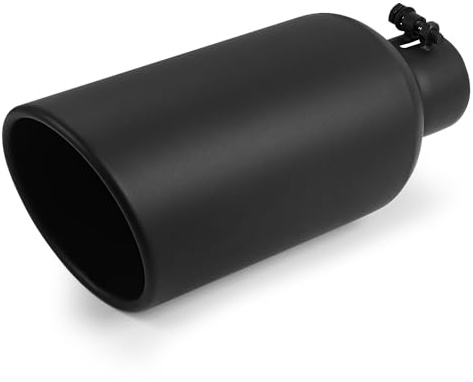 A-KARCK Exhaust Tip, 3 Inlet to 6 Outlet, 15 Overall Length, Black Coating, Screw On Exhaust Tailpipe Tip, Protects Tailpipe