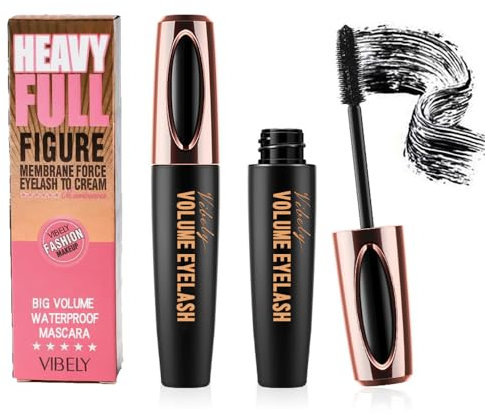 Waterproof Mascara 4D Eyelash Silk Fibre Extension Lasting Lashes Long Volumizing & Lengthening Long-Lasting Black Mazzy