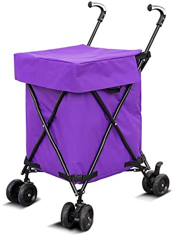 CSTAL Carrello Per La Spesa Pieghevole Per Supermercati in 3 Secondi, Veicolo Per La Biancheria Portatile Per Riporre Gli Asciugamani, Carrello Per La Pulizia Del Servizio in Camera Dell'hotel,Viola
