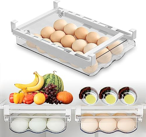 Boite Oeufs Plastique, Plateau à œufs Pour Réfrigérateur, Boite à Oeufs de Rangement Porte Oeuf Frigo Boite Oeuf Porte Frigo Support Oeuf Porte Frigo Rangement Oeufs Frigo pour Cuisine (Blanc)
