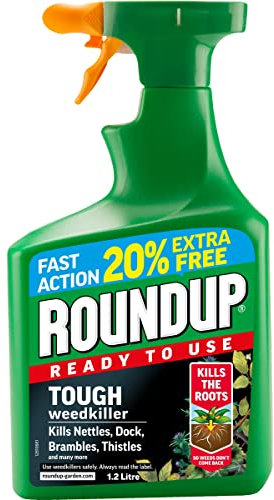 1.2L Round Up Tough Weedkiller Kills Nettles, Dock, Brambles, Thistles, Weeds Down to the Roots