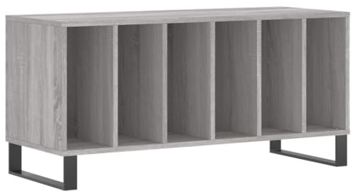 vidaXL Armoire à Disques, Support de Tourne-Disque, Armoire Latérale avec Rangement, Buffet de Salon, Moderne, Sonoma Gris Bois d'Ingénierie