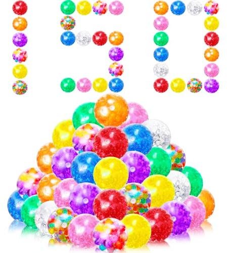 Shappy 150 Pack Mini Stress Fidget Ball Bulk for Adults Stress Balls Set Filled with Water Beads Anti Anxiety and Fidget Balls to Relax Prize Party Favors Birthday Gifts Goodie Bag Stuffers
