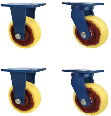 Transportrollen, 4 Lenkrollen Mit Bremse, Doppelt Kugelgelagerte Transportrollen Lenkbar, Transportrollen Mit Bremse Strandkorbrollen Möbelrollen für Möbel, Trolley, Tisch (Size : 6in(2steerable 2non
