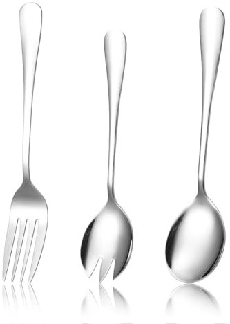 ZAMXHUG 3 Pezzi SCucchiaio Insalata, Set de Posate da Insalata,et Posate da Insalata, Set di Posate per Insalata, Cucchiai da Insalata, Forchetta da Insalata, Forchetta Insalata in Acciaio Inox