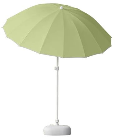 NRNQMTFZ Sombrilla de Jardín Ø180 cm Parasol Excéntrico con Techo Inclinable Manivela 16 Costillas de Metal,protección UV,Paraguas de Mercado Impermeable(Light Green)