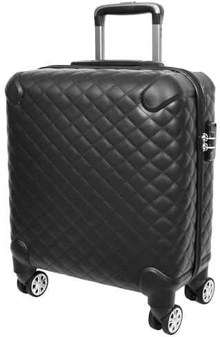 House Of Leather Four Wheeled Pilot Case Quilted Lightweight Cabin Bag Nomad (Black)