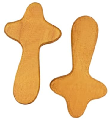 LOVIVER 2x Crafts Handheld Crosses Lightweight Wood Religious Gift Decoration Collectible Portable Holy Land Ornaments Pocket Crosses, Light Brown