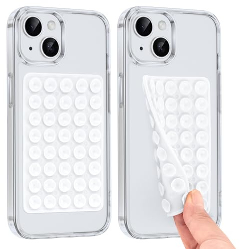 Knrlqim 2 stycken silikon mobiltelefon sugpropp hållare dubbelsidig, kompatibel för alla mobiltelefonmodeller, sugkopp mobiltelefonfodral mångsidig mobiltelefonhållare för selfies och videor (vit)
